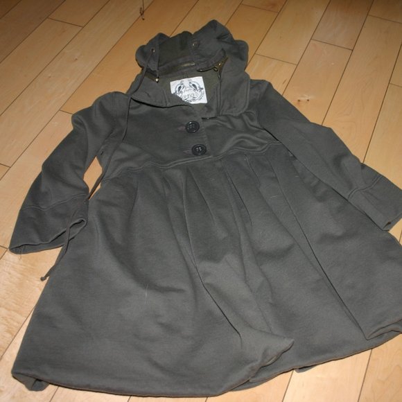 FREE PEOPLE Olive Cotton Tunic/Dress Empire Waist Medium 8/10 Skirt Part Lined - Picture 2 of 14